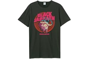 Black Sabbath T Shirt Paranoid Band Logo Official Amplified Unisex Charcoal