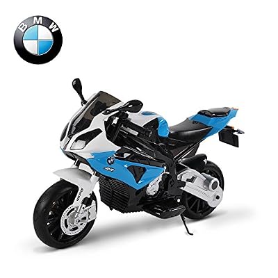 HOMCOM BMW S1000RR Moto Véhicule Electrique pour Enfant 12V 2 Moteurs 2.5-5KM/H Phare Klaxon Bleu