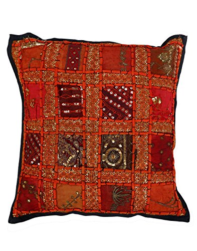 Sofa Patchwork Baumwolle Pillow cover Dekorativ Bunt Couch pailletten pillow case Vintage 40×40 Kissenbezüge Set 5 Elegant Kissenhülle By Rajrang - 3