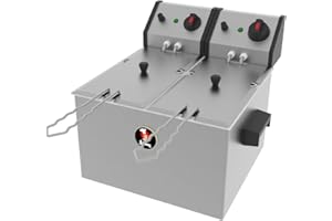 Jemi Freidora Doble Industrial Eléctria J-3/2 (2 x 4.5L, 2 x 2.200W, 230V, Termostato, Acero Inoxidable)