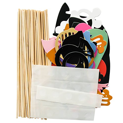 TOAOB Party Foto Fotorequisiten Fotoaccessoires für neujahr hochzeit geburtstag party abschlussfeier etc masken schnurrbart lippen brille krawatte tabakspfeife hüte bärte Photo Booth Props Set Packung mit 44 Stück - 6