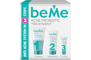 beMe Sistema Anti-Acné de 3 Pasos con Probióticos, Value Pack, Solución 3 en 1 Para Pieles Problemáticas - Gel Limpiador, Crema Hidratante y Corrector de Granos Sitck