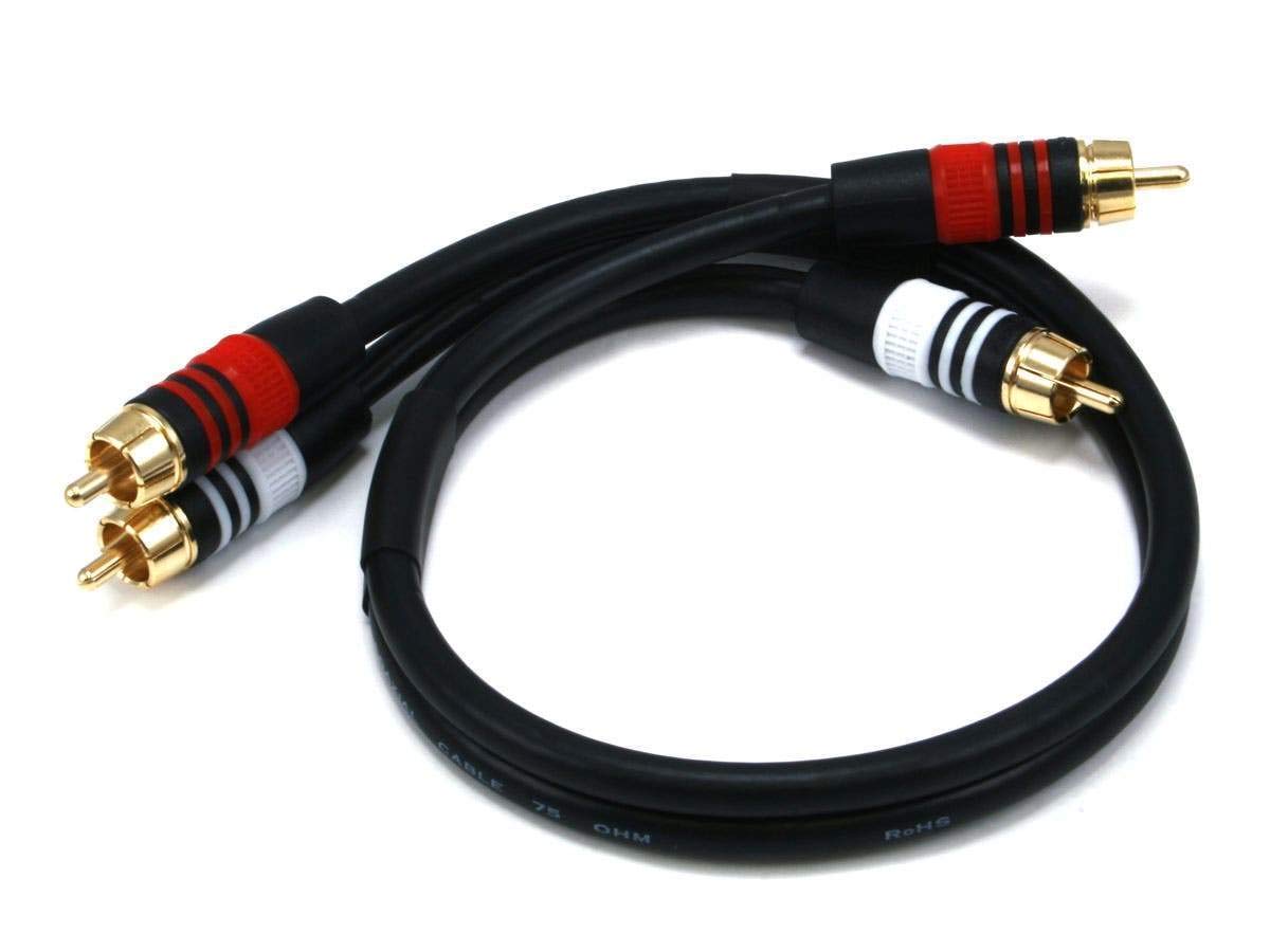 Monoprice 1.5ft Premium 22AWG RCA Stereo Male-Male Cable - Black
