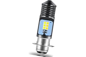 Teguangmei Lampadina per Faro per Moto, P15D H6M LED Faro Hi/Lo Fascio Super Luminoso 6000K Ambra Bianco 3030 Chip 12-SMD per ATV per Moto Faro per Auto DC 12V, Confezione da 1