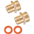 3/4”GHT Male x 1/2”NPT Male Connector,Brass Garden Hose Adapter,Brass Garden Hose to Pipe NPT Fitting Connect,Double Male Thread Size GHT 3/4 x 1/2 NPT 2pcs
