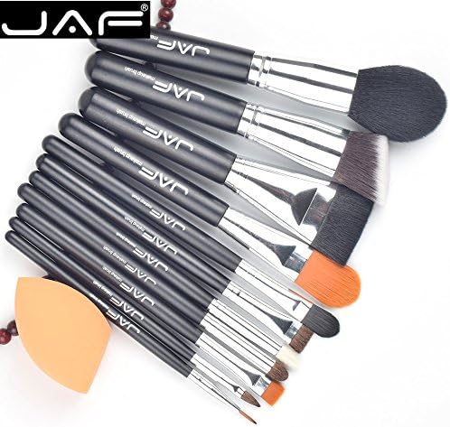 Zip covers JAf 12pcs Makeup Brush Set Cosmetic Foundation Cream Powder Blush Sponge puff Woman39;s Toiletry brushes with Zipper Cas