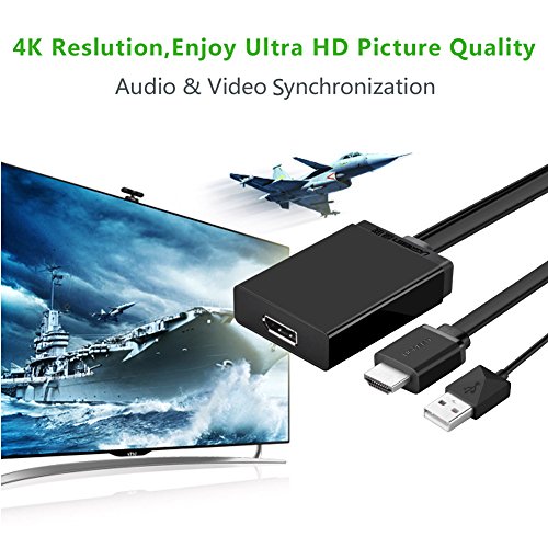 Ugreen HDMI zu DisplayPort Adapterkabel/vernickelte Kontakte unterstützt für die stabile Übertragungsrate/ FullHD / 1080p / 3D / HDCP / Audioübertragung – HDMI Stecker auf DP Buchse/Unterstützt die Auslösung bis zu 4K Auslösung für HDTV, LCD, Monitore usw/kompitible mit Apple Mac / PC / Notebook / Monitor / Beamer / TV / Grafikkarte - 3