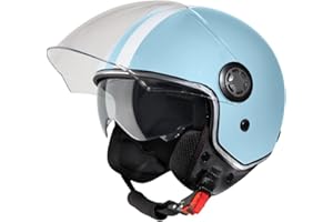 ‎VINZ VINZ Parchi Jethelm mit Doppelvisier | Roller Helm Fashionhelm mit Streifen | In Gr. XS-XXL | Jet Helm mit Sonnenblende | ECE 22.06 Zertifiziert