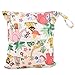 Wawoo®Washable Reusable Waterproof Dual Zipper Baby Cloth Diaper Nappy Wet Dry Bag Tote with Funny Animal Printed-Zoo