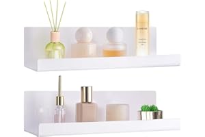 Farnirvana Étagère Flottante, 4 Pièces Étagère Murales Blanche en Acrylique, Etagere Invisible sans Perçage, Planche Murale pour Cuisine Bureau Chambre Salon Salle de Bain - 32x10x8CM