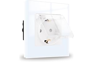 JIMEIDA 1 toma cristal de empotrar blanco 16 amperios con tapa estanca 86 x 86 mm, 250 V