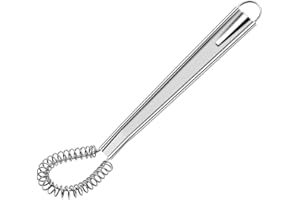 WEERSTONE Fouet Cuisine à Spirale Cuillère Magique en INOX mèche Batteur à Main levée mousseur Foamer moussant crémeux Acier Inoxydable Mini-mélangeur Agitateur (argenté)