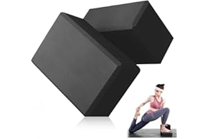 Yoga Blocks Set, LULUWA 2pcs EVA Foam Exercise Block with High Density & Non-slip for Improving Strength & Balance and Flexibility, Lightweight Pilates Brick for Fitness
