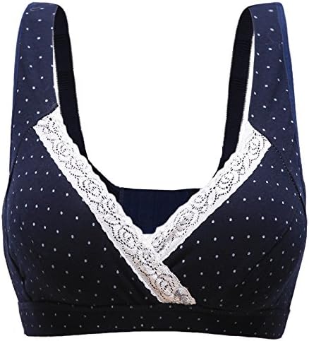 Uni-love Wirefree Maternity Nursing Bra Seamless Adjustable Cotton Sleep Bralette with Bra Extender (XL, Blue)