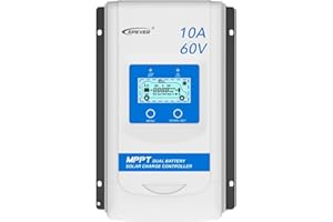 EPEVER® MPPT DuoRacer 10 A regolatore di carica solare DR1206N per 2 batterie, 12 V/24 V, per auto, PV 100 V (DR1206N)