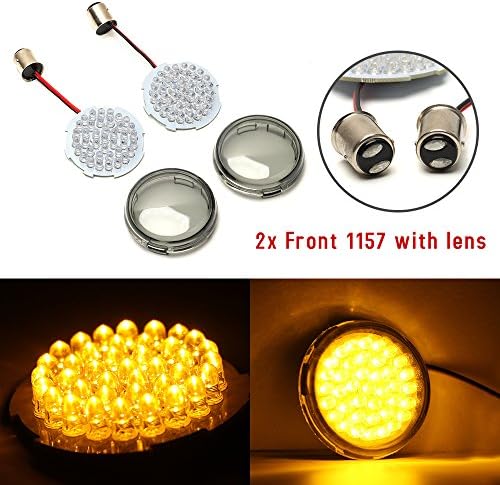 '1 Pair 2 1157 for Harley Davidson Sportster Softail Touring Dyna Lens Motorcycle LED Indicator Light with Lens (Amber)