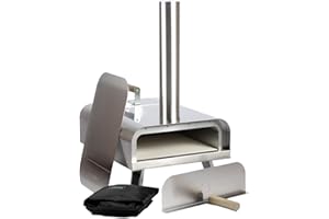 FLAMEOVEN - Forno a Legna per Pizza - Fornetto per Pizza da Esterno Trasportabile - Pizza Maker in Acciaio Inossidabile - Doppio Isolamento - Ampia Superficie di Cottura - Flusso d'Aria Regolabile