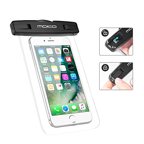 MoKo Wasserdichte Hülle Tasche Beachbag mit Halsband für iPhone 7 6 5SE 6S 7 Plus, Samsung Galaxy S7 Edge S6 S7 J5 A5, 4-5.7 Zoll Smartphone, Schutzhülle für Strand, Wandern, Outdoor – IPX8, Transparent - 5