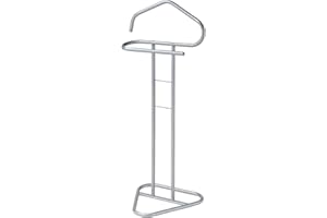 IDIMEX Servitore da uomo Camilo, pratico servo da donna con gruccia, bellissimo appendiabiti con porta sacco, moderno appendiabiti laccato grigio chiaro