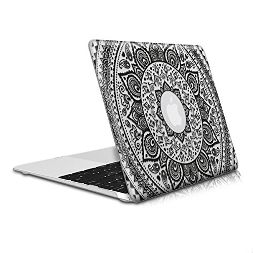 kwmobile Crystal Hülle für Apple MacBook 12″ Hard Case – dünne durchsichtige transparente Schutzhülle Cover Tasche Indische Sonne Design Schwarz Transparent - 5