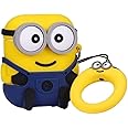 Prolet Airdops Case Cover Compatible with Boat Airdopes 131, Soft Silicone Skin Case Cover Shock-Absorbing Protective Case with Anti-Lost Metal Keyring(Minion)-Yellow & Blue