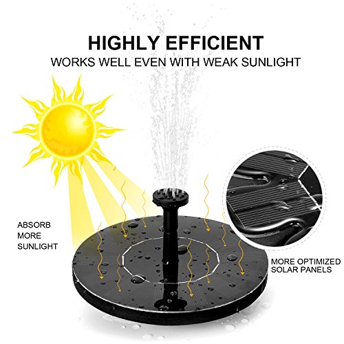 Solar Teichpumpe, tronisky Solar Panel Freie stehende Brunnen und pumpe Solar Wasserpumpe für Gartenteich Springbrunnen für Gartenteich,Vogel-Bad, Fisch-Behälter, kleiner Teich - 2