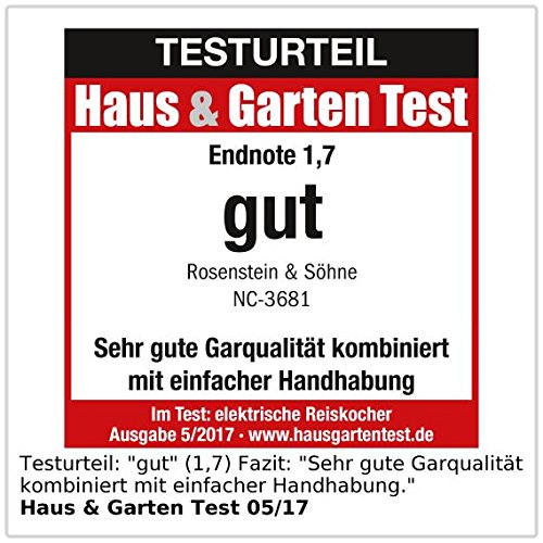 Rosenstein & Söhne Reiskocher mit Warmhaltefunktion, 1,5 Liter, 500 W - 3