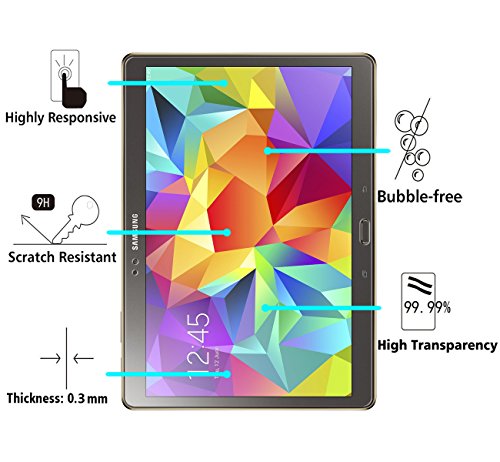 Samsung Galaxy Tab S 10.5 Zoll (SM-T800/SM-T805) Panzerglas Schutzfolie, iVoler® Premium Panzerglasfolie folie Displayschutzfolie Hartglas Gehärtetem Glas DisplayPanzerglas Schutzfolie Displayschutz Tempered Glass Screen Protector für Samsung Galaxy Tab S 10.5“ (SM-T800/SM-T805) – 0,3mm Dünn, 9H Härtegrad, 2.5D Abgerundete Kanten – [Kratzfest][Hohe Transparenz] [Fingerabdruck-frei][Blasenfrei]-Lebenslange Garantie - 2