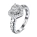 Via Mazzini Platinum Plated AAA Swiss Crystal Heart Proposal Ring For Women (Ring0298) RS.430.00