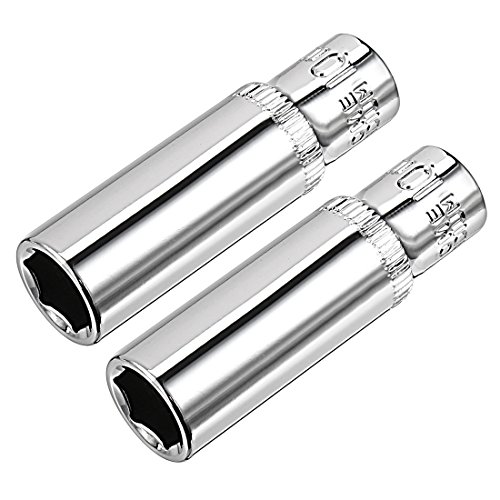sourcing map 2 Pcs 1/4 Inch Drive 10mm 6-Point Deep Socket, Metric, Cr-V