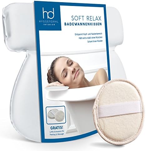 Bath Pillow White With 7 Strong Suction Pads | Bath Pillow, Jacuzzi &amp; Spa Bath Pillow With Bath Sponge Hyggen Dahl