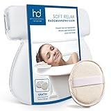 HYGGENDAHL Badewannenkissen Weiß mit 7 Starken Saugnäpfen | Nackenkissen für Badewanne, Jacuzzi & Whirlpool | Badekissen mit Badeschwamm