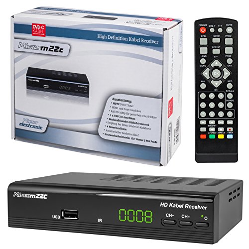 HB-DIGITAL SET: Micro electronic Microm22c HD Receiver für digitales DVB-C Kabelfernsehen (HDMI, SCART, USB 2.0, LAN, Mediaplayer) 22c + 1m HDTV Antennenkabel vergoldet mit Mantelstromfilter schwarz + HDMI Kabel - 2