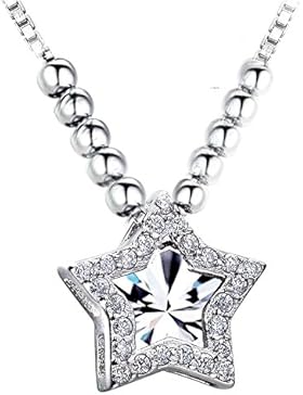 findout Sterling Silber Weiß Kristall Cubic Zirkone Stern Halskette (f1684)