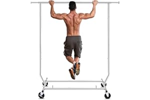 HOKEEPER Heavy Duty Clothes Rail 136kg Capacity, Extendable Space 129-190x56x167-180cm, Clothes Rails for Bedroom, Living Room, Laundry & Commercial Use