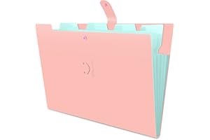 Expanding File Folder, HAISSKY A4 Letter Paper Pockets Accordion Document Bag Organizer Wallets Files Folders with Buckle Closure for School Office, 5 Pockets