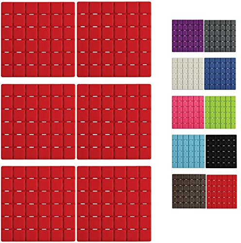MSV Premium Duschmatte Badematte Badewanneneinlage Anti Rutsch Pads - 6 Stück - antibakteriell rutschfest mit Saugnäpfen - Rot - ca. 13 x 13 cm - duftet nach Rosen - waschbar bei 60° Grad