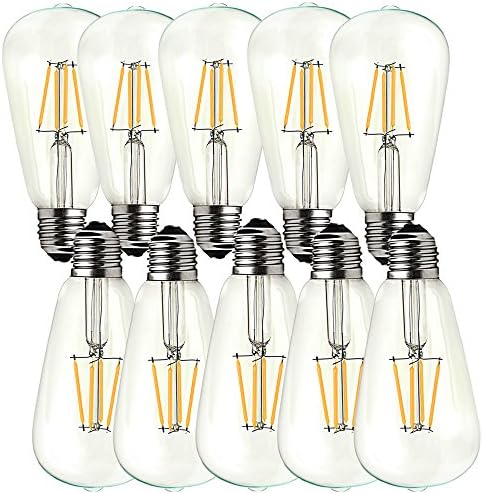 OUGEER 10 Pack Vintage E27 Screw Edison Led Light bulb ST64 4W Filament LED Bulbs Energy Saving Bulb Warm White 2700K