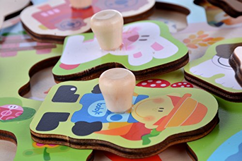 Large Size Farm Animals Wooden Pegged Puzzles, Educational Learning Preschool Toys game for Kids, Best Birthday Gift for Age 3 4 5 years old kids Children Baby Toddles Boys Girls