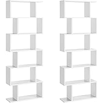 Boekenkast, wit, grote boekenkast van hout met metalen onderdelen, ruimteverdeler, rek voor woonkamer, kinderkamer, thuiskantoor, stabiele plank met anti-kantelvoorziening voor het bewaren van boeken