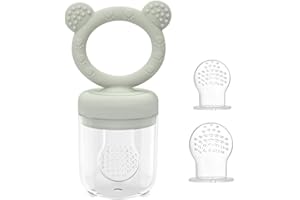 WeSweet Fruchtsauger Baby | BPA-freier Babybrei Einfrieren Behälter | Silikon Baby Obst Nahrung zum Befüllen mit Obst, Gemüse, Brei&Baby Essen-Muttermilch Mopsicle Holder für Baby 4+ (Grey)