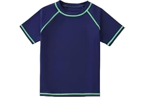 LYZOURBB Boys Rash Guard Shirt Short Sleeve Swim Shirts, Toddler Kids Youth Rashguard Water Shirt UPF+ 50 Quick Dry Shirts for 4-11Years
