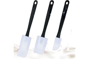 AMUSINGTAO 3 Pcs Heat Resistant Spatula Thin Lightweight Cake Scrapers 3 Sizes Multipurpose Cream Scraper Spatula Set for Baking Cooking (White)