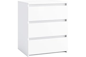 ‎FIRFURD FirFurd Nachttisch mit 3 Schubladen Nachtschrank Boxspringbett Nachtkommode Beistelltisch für Wohnzimmer Schlafzimmer weiß