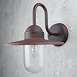 Fassung: E27 60Watt Maritime Lampe für Außen Hauswand Schwarz Rot Antik Glas IP44 GÖTEBORG Wegbeleuchtung Garten Balkon