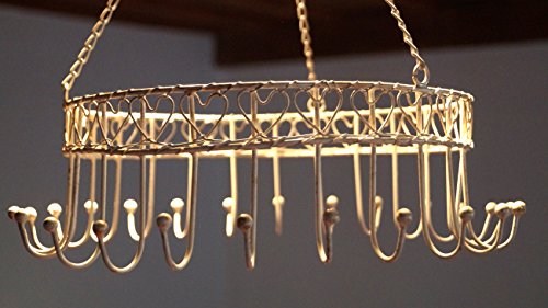 Deckenhänger Kräuterkrone Metall Landhaus Shabby Weiss Creme Ø 30cm - 2