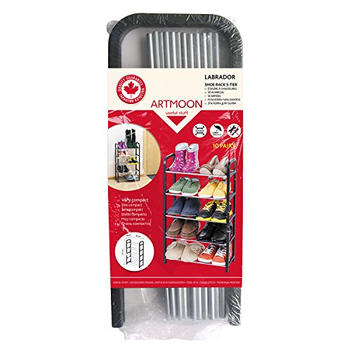 ArtMoon Labrador Schuhregal 5 Ablagen Schwarz / Grau Metall / Plastik 42 X 19 X 70 cm - 6