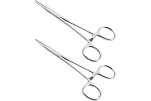 Ainiv 2 Pezzi Pinzette in Acciaio Inox, 13cm Pinzette per Toelettatura Animali, Pinza per La Pesca, Pinze Locking Set per Pulizia Orecchie da Cane e Artigianato Fai da te(Testa Dritta)