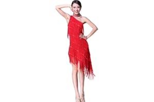 Rubruan Latein Tanz Kleider Kostüme - Latin Tänze Walzer Tango Swingtanz Party Salsa Dekoration Accessoires Pailletten Quasten Wettkampf Ball Rock Trikot Tanzkleid für Damen Mädchen