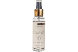 Lusso Tan Golden Glow Mist for Face and Hands – Light, Organic, Vegan and Cruelty-Free Tinted Gradual Self-Tanning Spray in Natural Golden Tan with Vitamins. Instant-drying, Streak-Free.